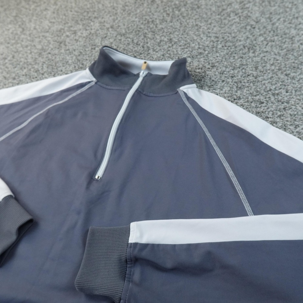 FootJoy Pullover Mens L Gray White 1/4 Zip Golf Windbreaker Jacket Bomber Coat